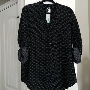 Black and white polka dot blouse